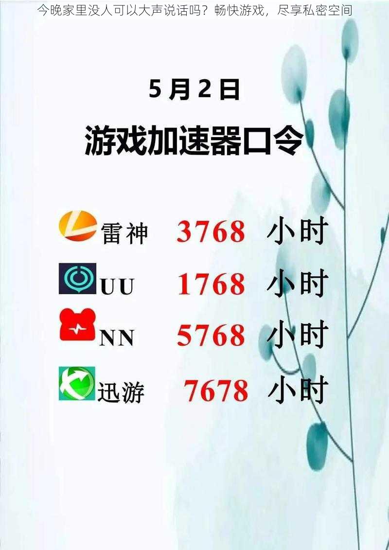 今晚家里没人可以大声说话吗?畅快游戏,尽享私密空间