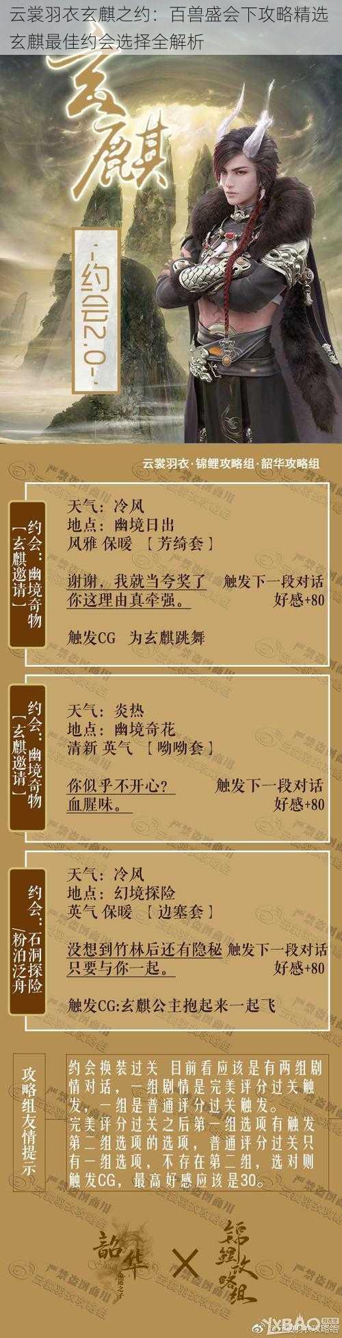 云裳羽衣玄麒之约:百兽盛会下攻略精选 玄麒最佳约会选择全解析