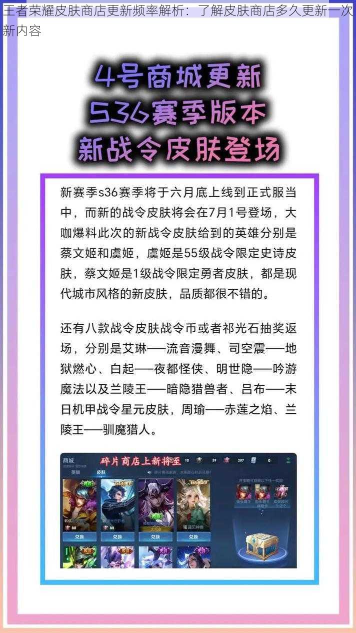 王者荣耀皮肤商店更新频率解析:了解皮肤商店多久更新一次新内容